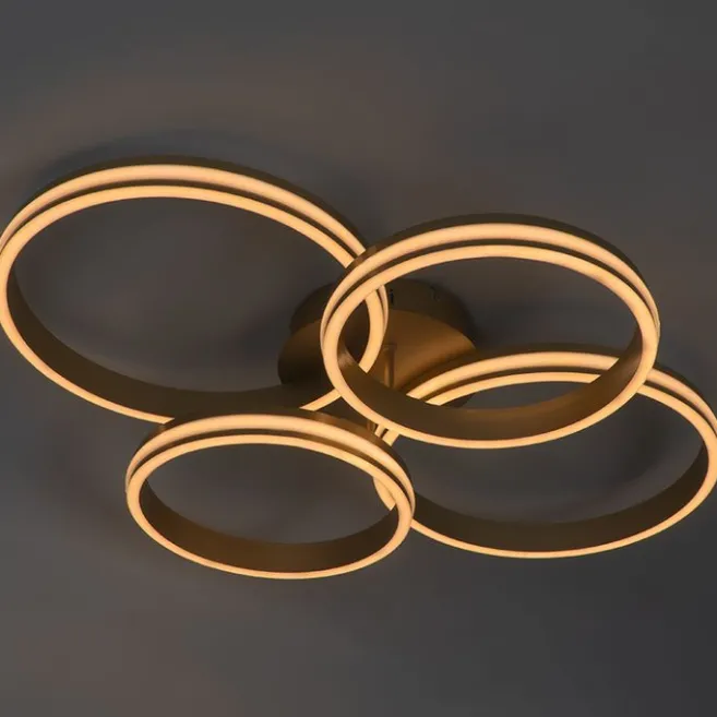 QAZQA Deckenleuchte Messing inkl. LED 3-stufig dimmbar 4-flammig - Navara