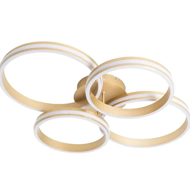 QAZQA Deckenleuchte Messing inkl. LED 3-stufig dimmbar 4-flammig - Navara