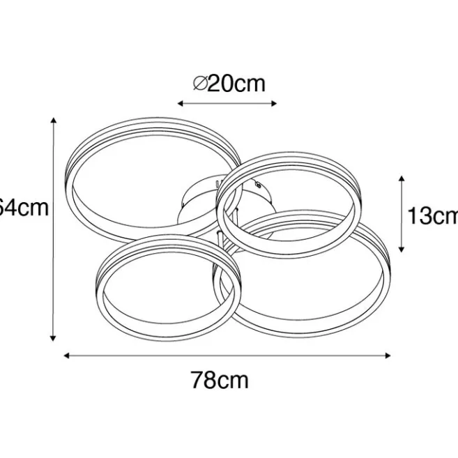 QAZQA Deckenleuchte Messing inkl. LED 3-stufig dimmbar 4-flammig - Navara