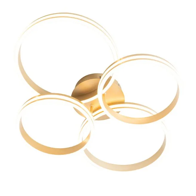 QAZQA Deckenleuchte Messing inkl. LED 3-stufig dimmbar 4-flammig - Navara