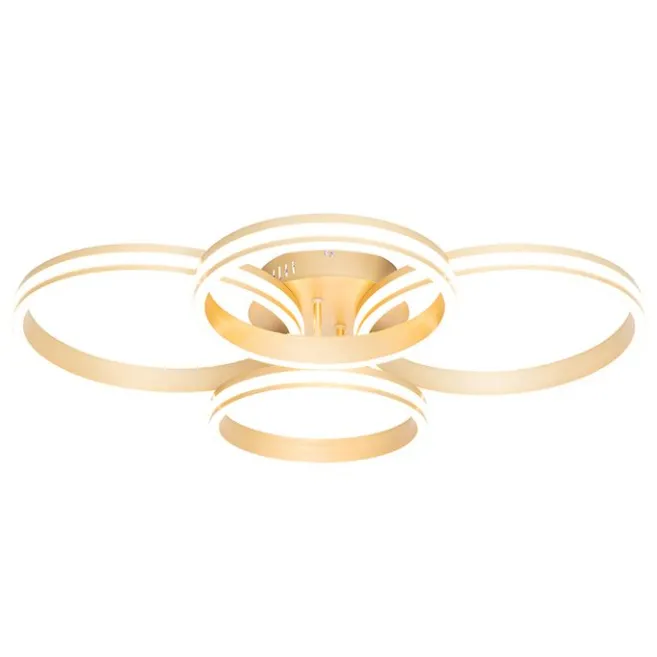 QAZQA Deckenleuchte Messing inkl. LED 3-stufig dimmbar 4-flammig - Navara