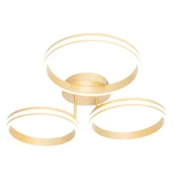 QAZQA Deckenleuchte Messing inkl. LED 3-Stufen dimmbar 3-Licht - Navara