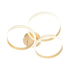 QAZQA Deckenleuchte Messing inkl. LED 3-Stufen dimmbar 3-Licht - Navara