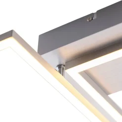 QAZQA Deckenleuchte quadratisch Stahl 3-stufig dimmbar - Plazas Novo