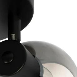 QAZQA Deckenleuchte schwarz 35 cm mit Rauchglas 3-Licht - Vidro