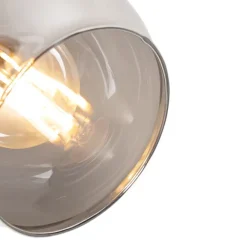 QAZQA Deckenleuchte schwarz 44,5 cm mit Rauchglas und Holz 3-flammig - Vidro