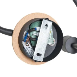 QAZQA Deckenleuchte schwarz 44,5 cm mit Rauchglas und Holz 3-flammig - Vidro