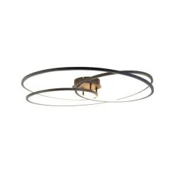 QAZQA Deckenleuchte schwarz 78 cm inkl. LED 3 Stufen dimmbar - Rowin