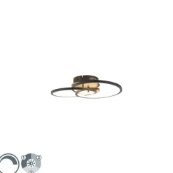 QAZQA Deckenleuchte schwarz 45 cm inkl. LED 3 Stufen dimmbar - Rowin