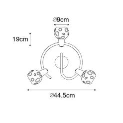 QAZQA Deckenleuchte schwarz 44,5 cm mit Rauchglas 3-flammig - Vidro