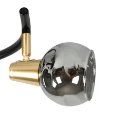 QAZQA Deckenleuchte schwarz 44,5 cm mit Rauchglas 3-flammig - Vidro