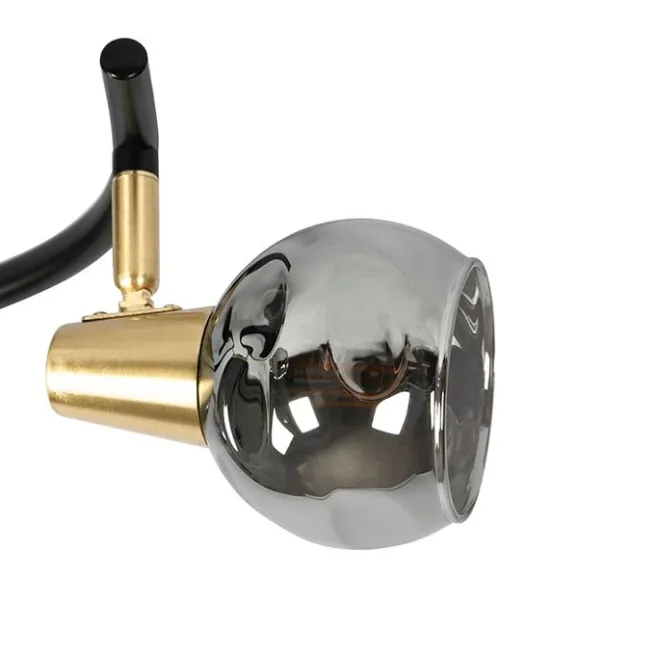 QAZQA Deckenleuchte schwarz 44,5 cm mit Rauchglas 3-flammig - Vidro