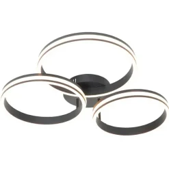 QAZQA Deckenleuchte schwarz inkl. LED 3-Stufen dimmbar 3-Licht - Navara