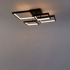 QAZQA Deckenleuchte schwarz inkl. LED 3 Stufen dimmbar 4-Licht - Lejo