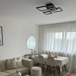 QAZQA Deckenleuchte schwarz inkl. LED 3 Stufen dimmbar 4-Licht - Lejo