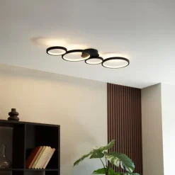 QAZQA Deckenleuchte schwarz inkl. LED 3-stufig dimmbar 4-flammig - Lupolo