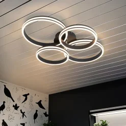 QAZQA Deckenleuchte schwarz inkl. LED 3-Stufen dimmbar 4-Licht - Navara