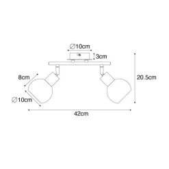QAZQA Deckenleuchte schwarz mit Rauchglas und Holz 2-flammig - Vidro