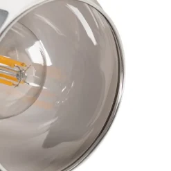 QAZQA Deckenleuchte schwarz mit Rauchglas und Holz 2-flammig - Vidro