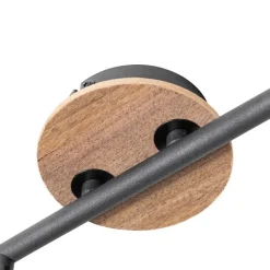 QAZQA Deckenleuchte schwarz mit Rauchglas und Holz 2-flammig - Vidro