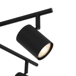 QAZQA Deckenleuchte schwarz mit Holz 5-flammig verstellbar rechteckig - Jeana