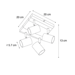 QAZQA Deckenleuchte schwarz mit Holz 4-flammig verstellbar rechteckig - Jeana