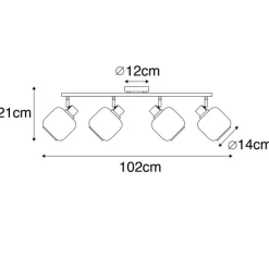 QAZQA Deckenspot Schwarz mit Gold mit Rauchglas 4-flammig - Zuzanna
