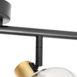 QAZQA Deckenspot Schwarz mit Gold mit Rauchglas 4-flammig - Zuzanna