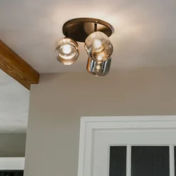 QAZQA Deckenspot Schwarz mit Gold mit Rauchglas 3-flammig - Zuzanna