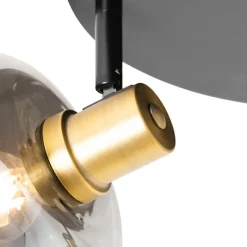QAZQA Deckenspot Schwarz mit Gold mit Rauchglas 3-flammig - Zuzanna