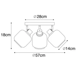QAZQA Deckenspot Schwarz mit Gold mit Rauchglas 3-flammig - Zuzanna