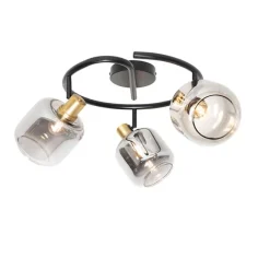 QAZQA Deckenspot schwarz mit Rauchglas rund 3-flammig - Zuzanna