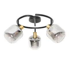 QAZQA Deckenspot schwarz mit Rauchglas rund 3-flammig - Zuzanna