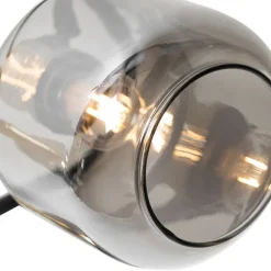 QAZQA Deckenspot schwarz mit Rauchglas rund 3-flammig - Zuzanna