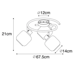 QAZQA Deckenspot schwarz mit Rauchglas rund 3-flammig - Zuzanna