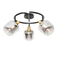 QAZQA Deckenspot schwarz mit Rauchglas rund 3-flammig - Zuzanna