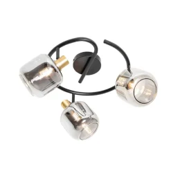 QAZQA Deckenspot schwarz mit Rauchglas rund 3-flammig - Zuzanna