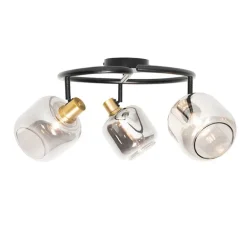 QAZQA Deckenspot schwarz mit Rauchglas rund 3-flammig - Zuzanna