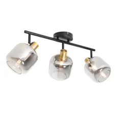 QAZQA Deckenspot schwarz mit Rauchglas länglich 3-flammig - Zuzanna