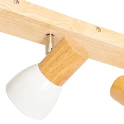 QAZQA Deckenstrahler aus Holz mit weißem, verstellbarem 3-flammigen Strahler – Thorin