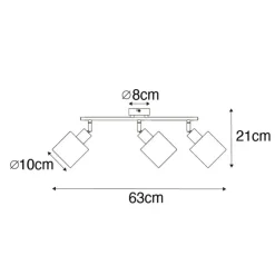 QAZQA Deckenstrahler aus Stahl mit weißem Schirm, 3-flammig verstellbar – Hetta