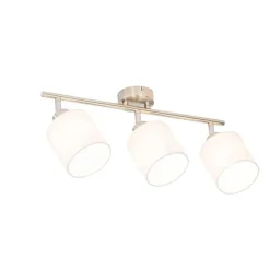 QAZQA Deckenstrahler aus Stahl mit weißem Schirm, 3-flammig verstellbar – Hetta