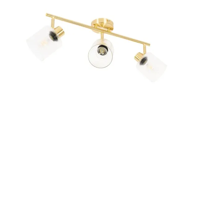 QAZQA Deckenstrahler Gold mit Glas 3-flammig verstellbar - Laura