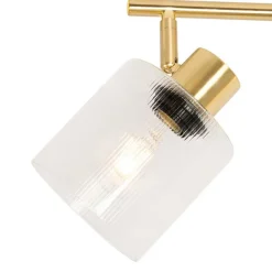 QAZQA Deckenstrahler Gold mit Glas 3-flammig verstellbar - Laura