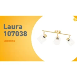 QAZQA Deckenstrahler Gold mit Glas 3-flammig verstellbar - Laura