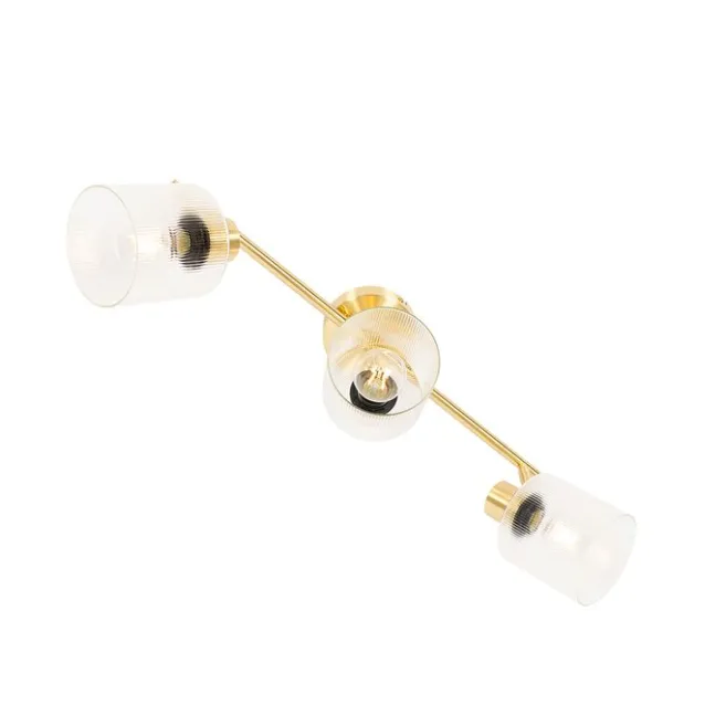 QAZQA Deckenstrahler Gold mit Glas 3-flammig verstellbar - Laura