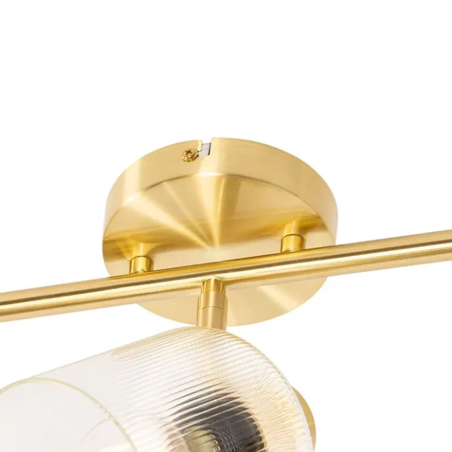 QAZQA Deckenstrahler Gold mit Glas 3-flammig verstellbar - Laura