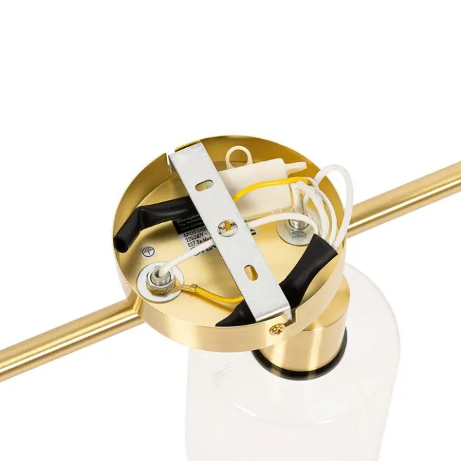 QAZQA Deckenstrahler Gold mit Glas 3-flammig verstellbar - Laura