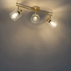 QAZQA Deckenstrahler Gold mit Glas 3-flammig verstellbar - Laura
