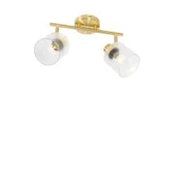QAZQA Deckenstrahler Gold mit Glas 2-flammig verstellbar - Laura